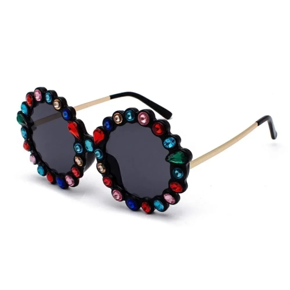 Crystal Women Big Rhinestone Sunglasses Oversized Round